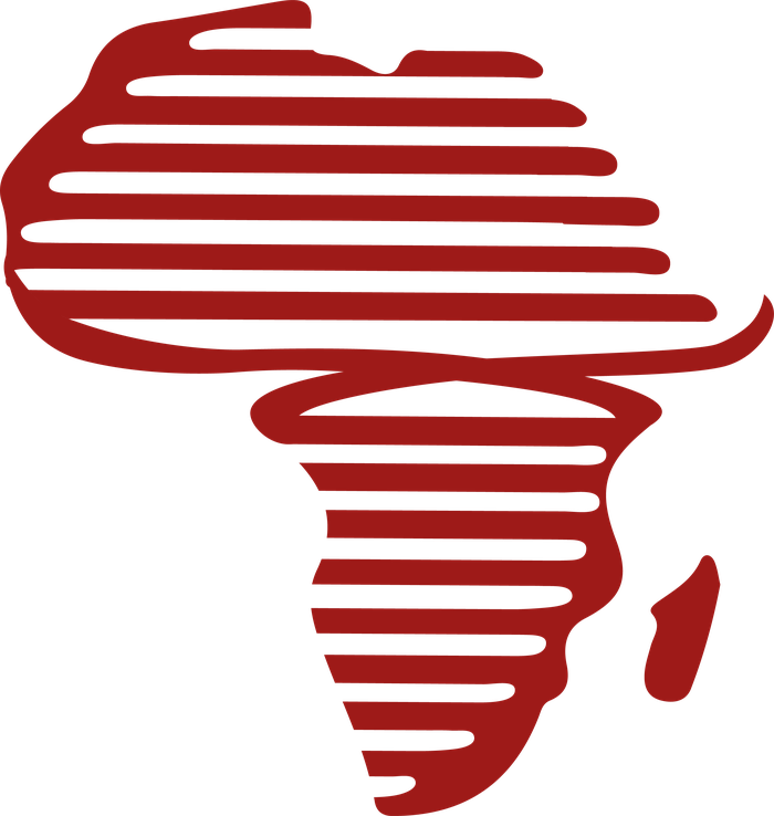 Map of Africa illustration in AMedRA brand stripes